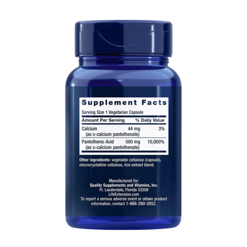 Life Extension - Pantotensyra 500 mg, 100 vegetabiliska kapslar - Bild 2