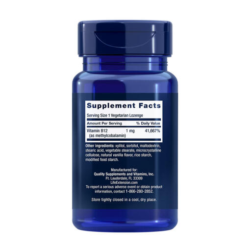 Life Extension - Metylkobalamin Vitamin B12, 1 mg, 60 sugtabletter - Bild 2
