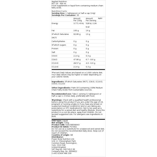 Applied Nutrition - MCT-olja, 490 ml - Bild 2