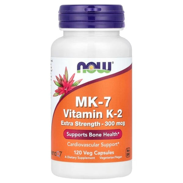 NOW Foods - MK-7 Vitamin K-2 Extra Styrka, 300 mcg - 120 vegetabiliska kapslar | Vitaminer och MineralerK-vitaminHälsokost | Apoteka