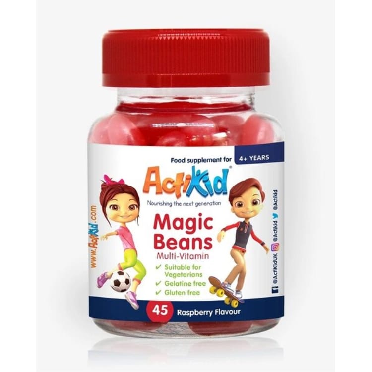ActiKid - Magic Beans Multivitamin, hallon - 45 gummibjörnar | Vitaminer och MineralerHälsa och välbefinnandeMultivitaminerHälsokostBarns hälsa | Apoteka