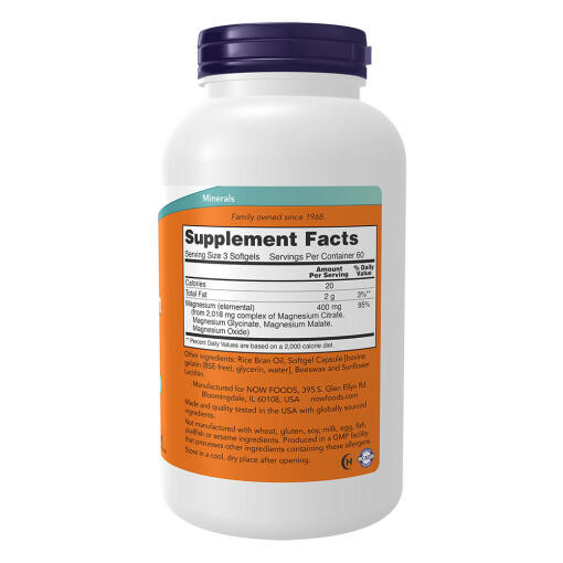 NOW - Magnesiumcitrat Softgels, 180 kapslar - Bild 2
