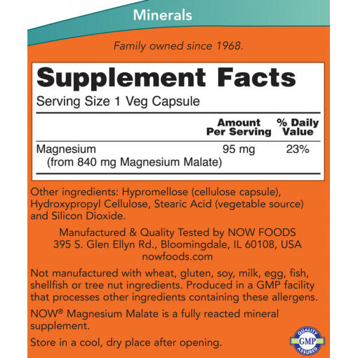 NOW - Magnesiummalat Kapslar, 180 st - Bild 2