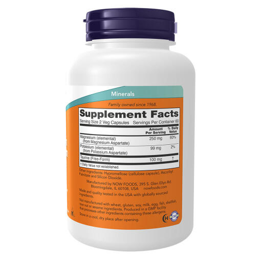 NOW Foods - Magnesium & Kalium Aspartat med Taurin, 120 kapslar - Bild 2