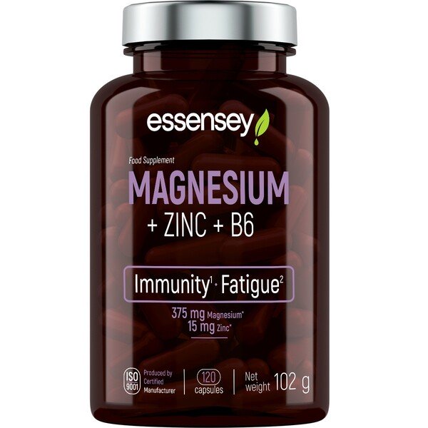 Essensey - Magnesium + Zink + B6, 120 kapslar | Vitaminer och MineralerVeganska produkterHälsa och välbefinnandeHälsokostMagnesium | Apoteka