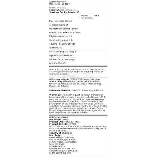 Applied Nutrition - Mariatistel, 90 tabletter - Bild 2