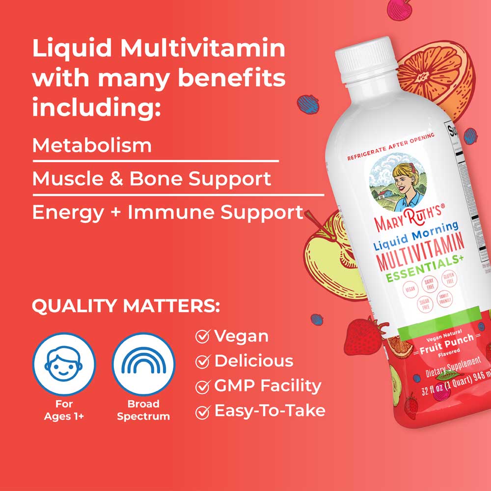 MaryRuth's - Morgon Multivitamin, Flytande Fruktpunsch, 946 ml - Bild 5