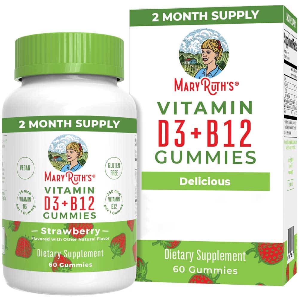 MaryRuth's Vitamin D3+B12 Gummies Strawberry 60 gummy bears
