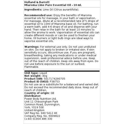 Holland & Barrett - Miaroma Ren Eterisk Olja Lime, 10 ml - Bild 2