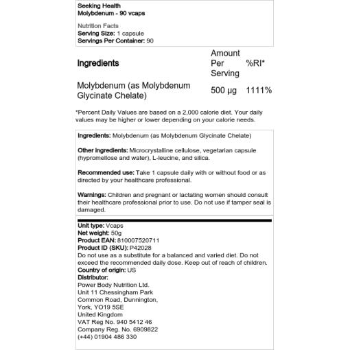 Seeking Health - Molybden, 90 vegankapslar - Bild 2