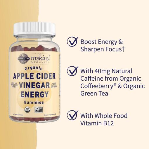Garden of Life - Mykind Organics Äppelcidervinäger Energi Gummies, 63 veganska gummier - Bild 4