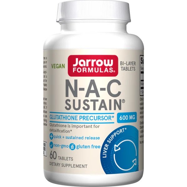 Jarrow Formulas - N-A-C Sustain, 600 mg - 60 tabletter | AntioxidanterAminosyror och BCAAHälsokostFitness och träningN-acetyl | Apoteka