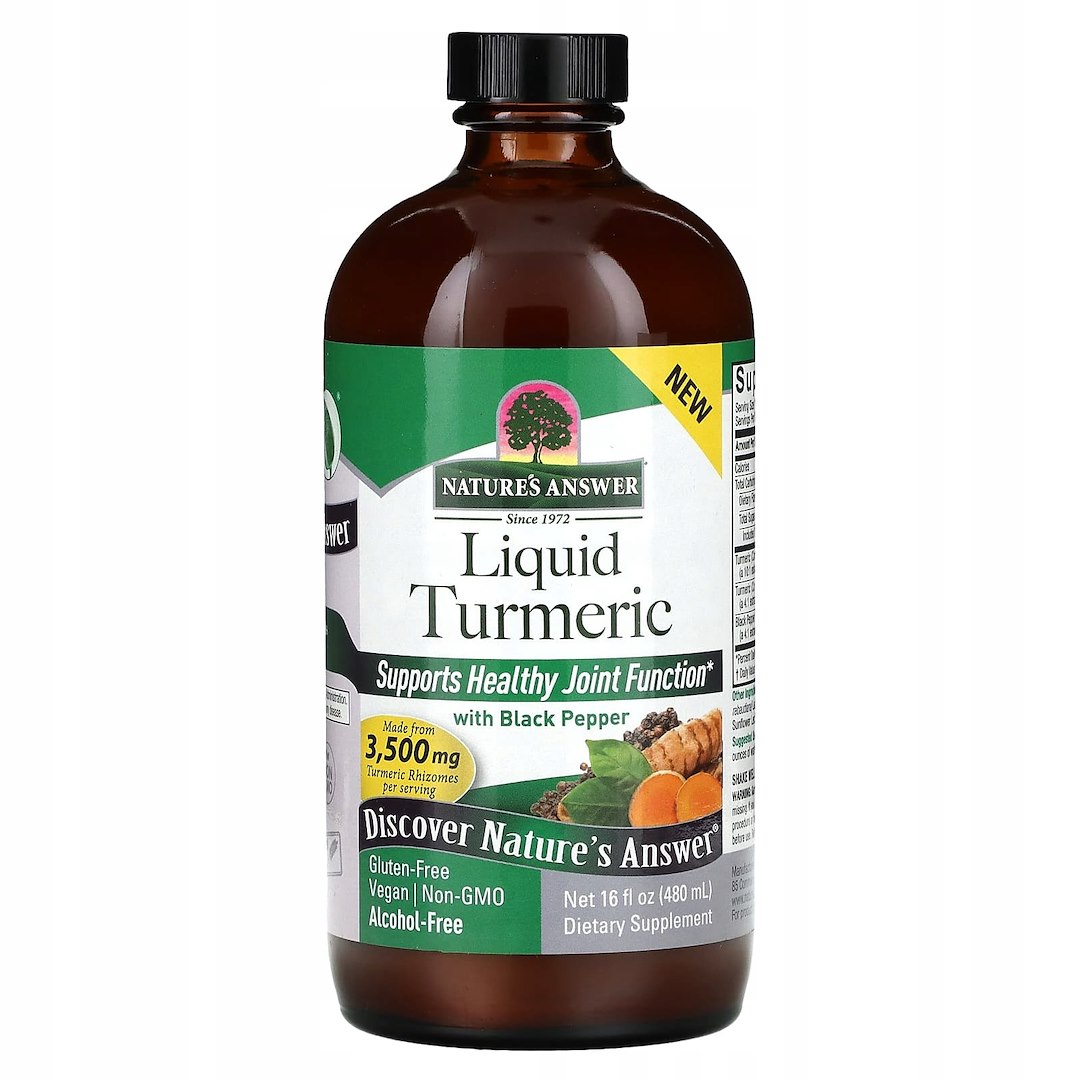 Natures Answer - Gurkmeja med Svartpeppar, 480 ml | Vitaminer och MineralerHälsa och välbefinnandeÖrttillskottGurkmejaÖrter och växtbaserade preparat | Apoteka