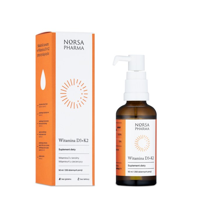 Norsa Pharma - Vitamin D3 + K2 från kikärtor, 50 ml | Vitaminer och MineralerVissa vitaminerD-vitaminK-vitamin | Apoteka