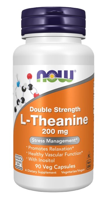 NOW Foods - L-Theanine, 200 mg, 90 kapslar | Vitaminer och MineralerAminosyror och BCAAMental fokus och minneGabaFitness och träningMelatonin | Apoteka