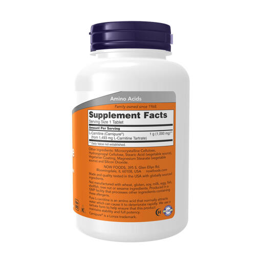 NOW Foods - L-Carnitine, 1000 mg, 100 tabletter - Bild 2