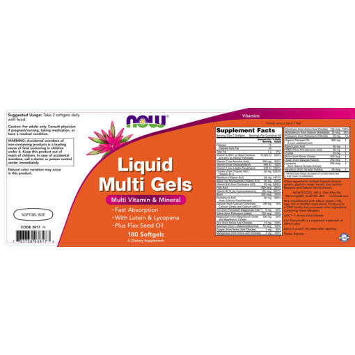 NOW Foods - Flytande Multi Gels, 180 mjukkapslar - Bild 2