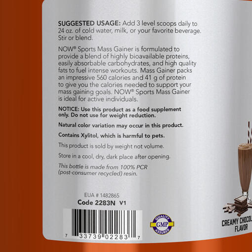 NOW Foods - Mass Gainer Pulver, 2495 g, Krämig Choklad - Bild 3