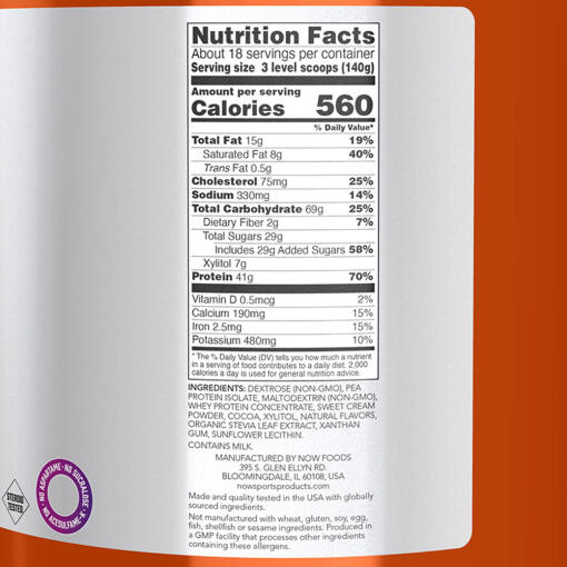 NOW Foods - Mass Gainer Pulver, 2495 g, Krämig Choklad - Bild 4