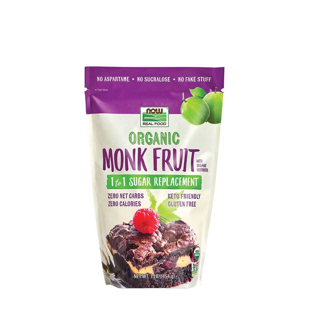 NOW Foods - Monk Fruit med Erythritol, Ekologiskt Pulver, 454 g | Nya produkterSötningsmedel | Apoteka