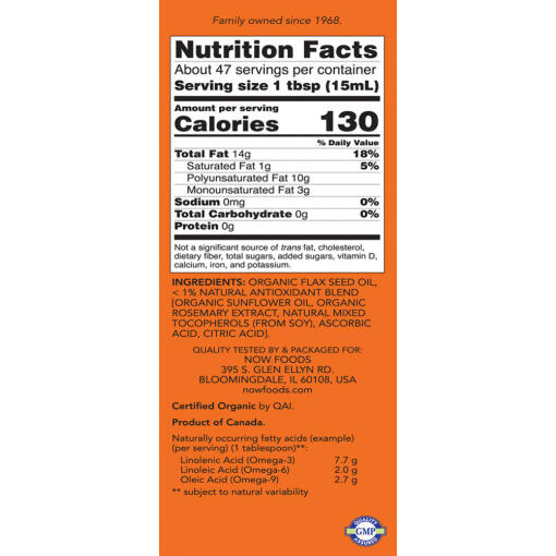 NOW Foods - Ekologisk Linfröolja, 24 oz - Bild 2