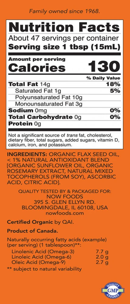 NOW Foods - Ekologisk Linfröolja, 24 oz - Bild 2