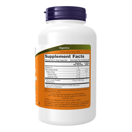 NOW - Psyllium Husk-kapslar, 500 mg - Bild 2
