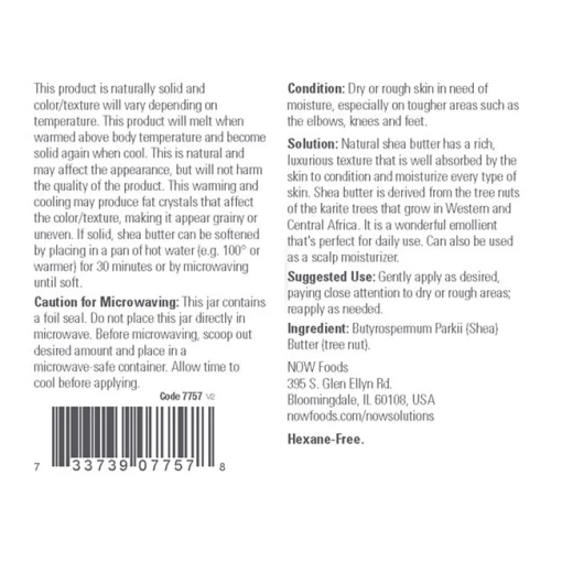 NOW Foods - Sheasmör, 454 g - Bild 2