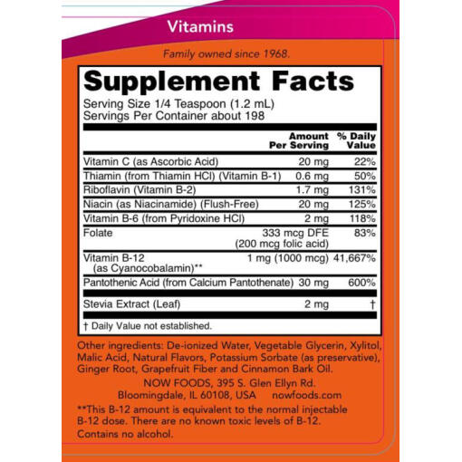 NOW Foods - Vitamin B-12 Komplex, Flytande, 236 ml - Bild 2