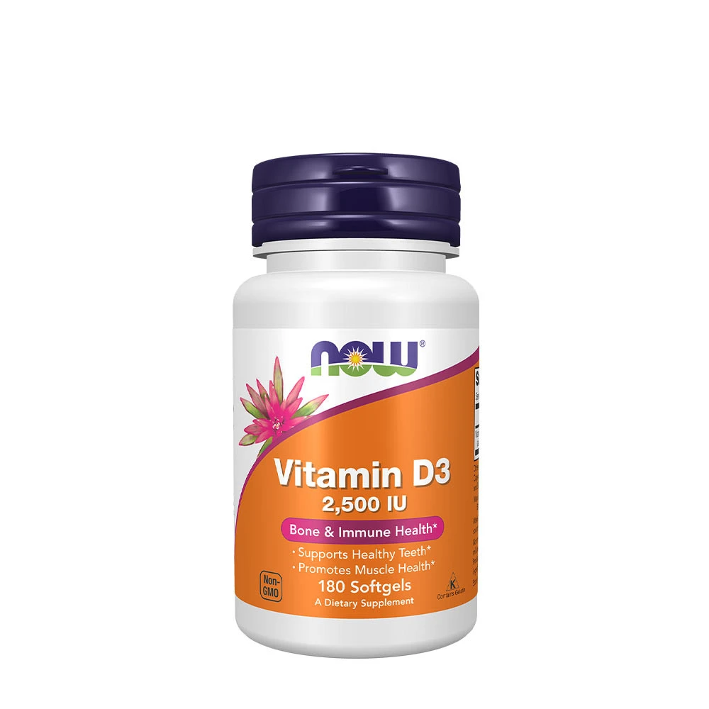 NOW - Vitamin D3 2500 IU, 180 mjukkapslar | Vitaminer och MineralerD-vitamin | Apoteka