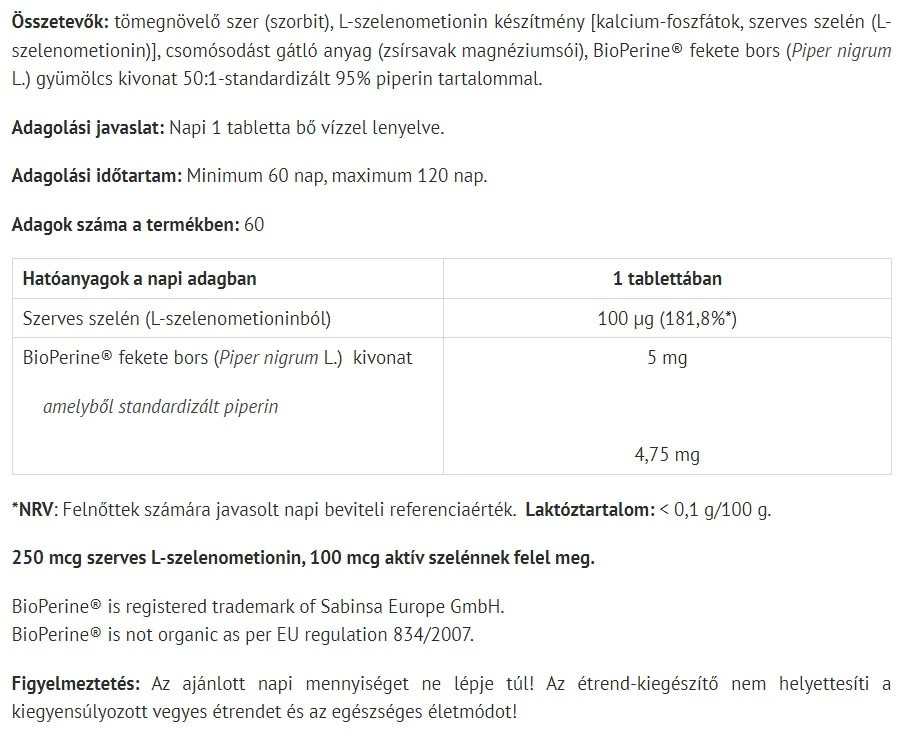 Natur Tanya - Selenium Extra, 60 tabletter - Bild 2