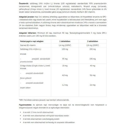 Natur Tanya - Organiskt Druvkärne- och Ginkgo Biloba-komplex, 70 tabletter - Bild 2