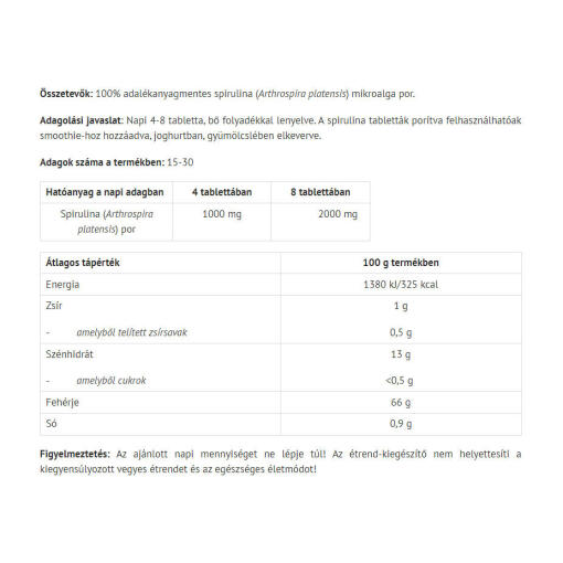 Natur Tanya - Vegansk Spirulina 100%, 120 tabletter - Bild 2