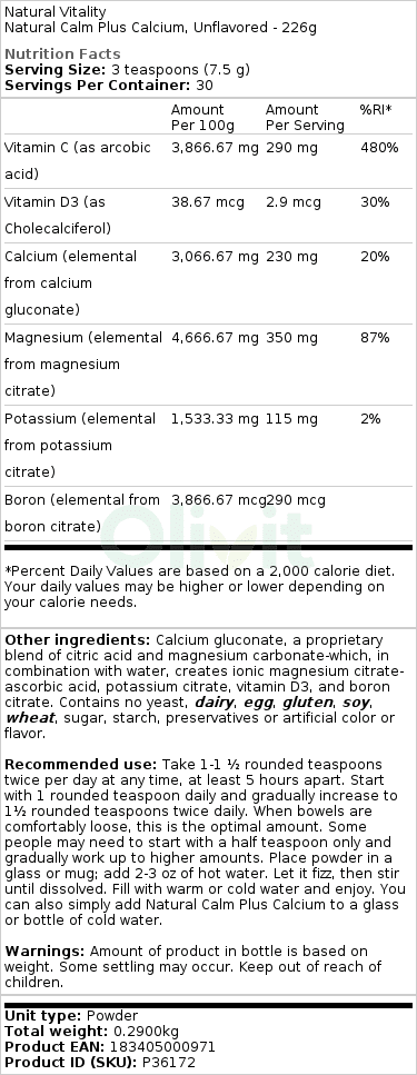 ikke aromatiseret (EAN 183405000971) - 226g