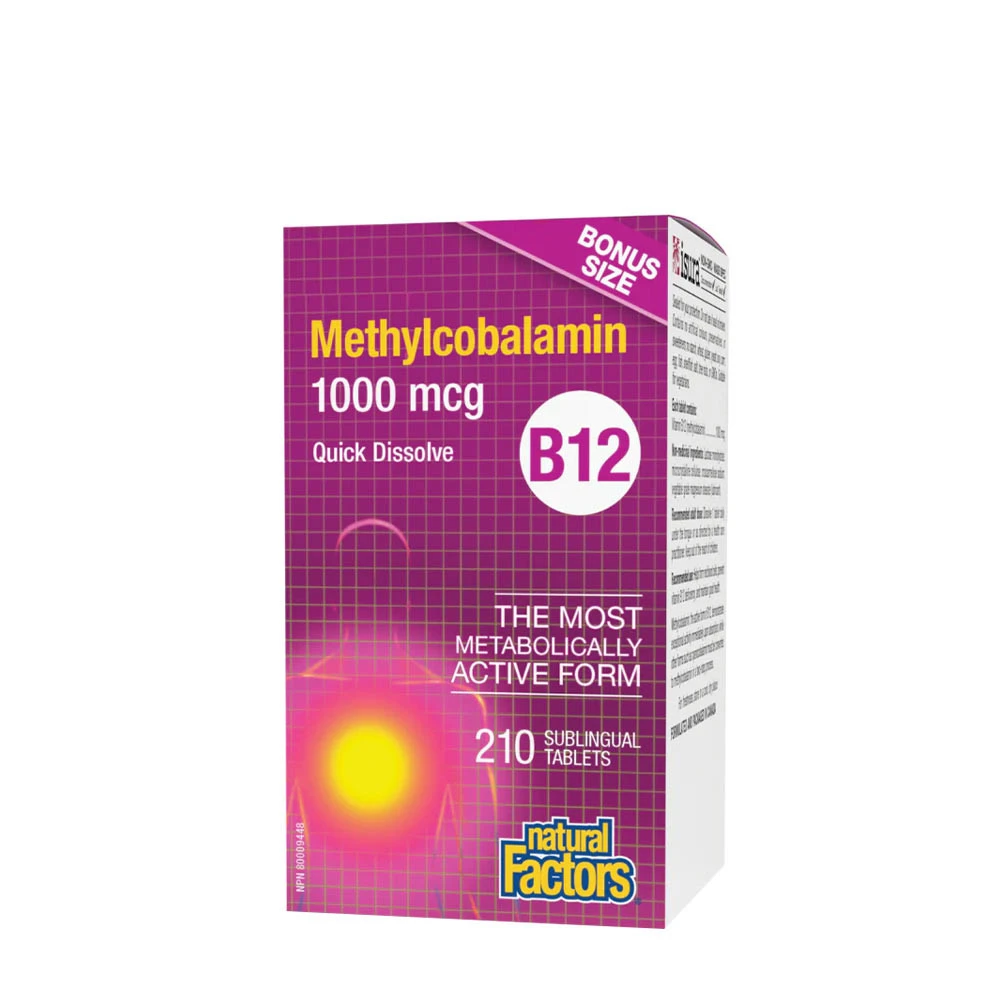 Natural Factors - B12 Metylkobalamin, 1000 mcg, 210 tabletter | Nya produkterVitaminer och MineralerVissa vitaminerB12 | Apoteka