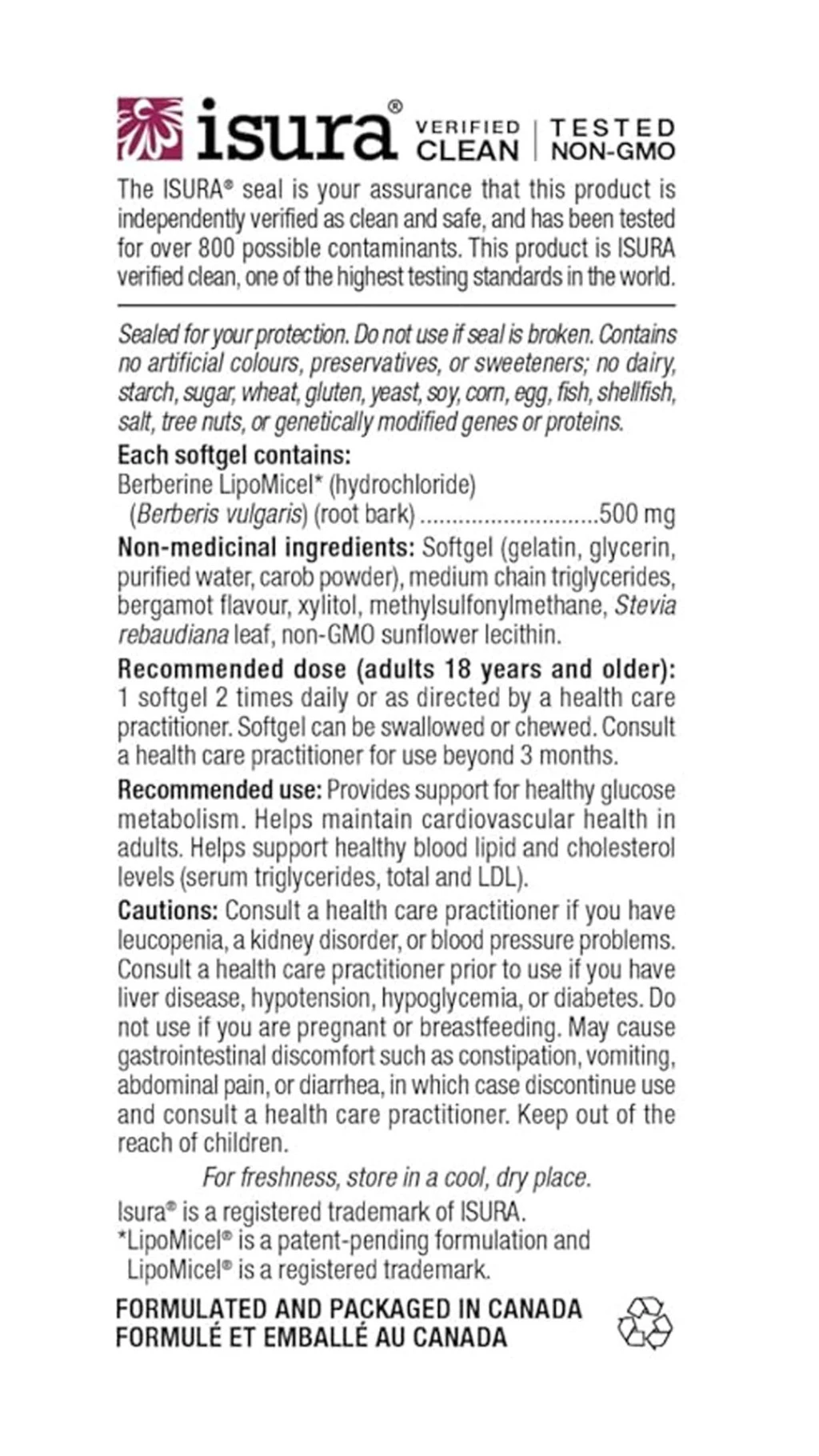 Natural Factors - Berberine LipoMicel Matrix, 120 mjukkapslar - Bild 2