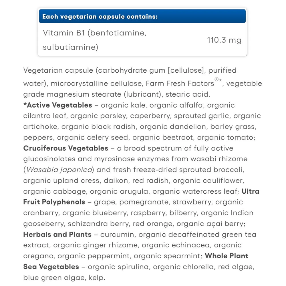Natural Factors - BioCoenzymated Benfotiamin B1 plus Sulbutiamin, 60 kapslar - Bild 2