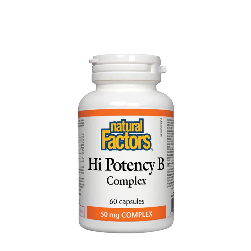 Natural Factors - Hi Potency B-komplex, 60 kapslar | Vitaminer och MineralerMultivitaminerB-vitaminHälsokostNiacinFolsyra | Apoteka