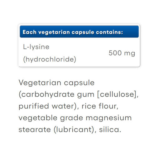 Natural Factors - L-Lysin Aminosyra, 500 mg (90 Kapslar) - Bild 2