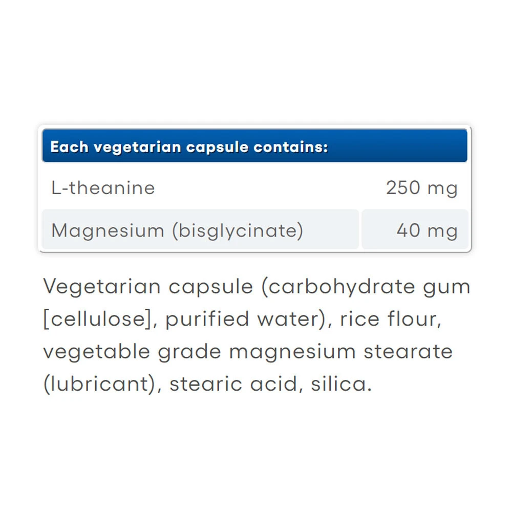 Natural Factors - Magnesium Bisglycinat 100 plus L-Theanin 250 mg, 90 kapslar - Bild 2