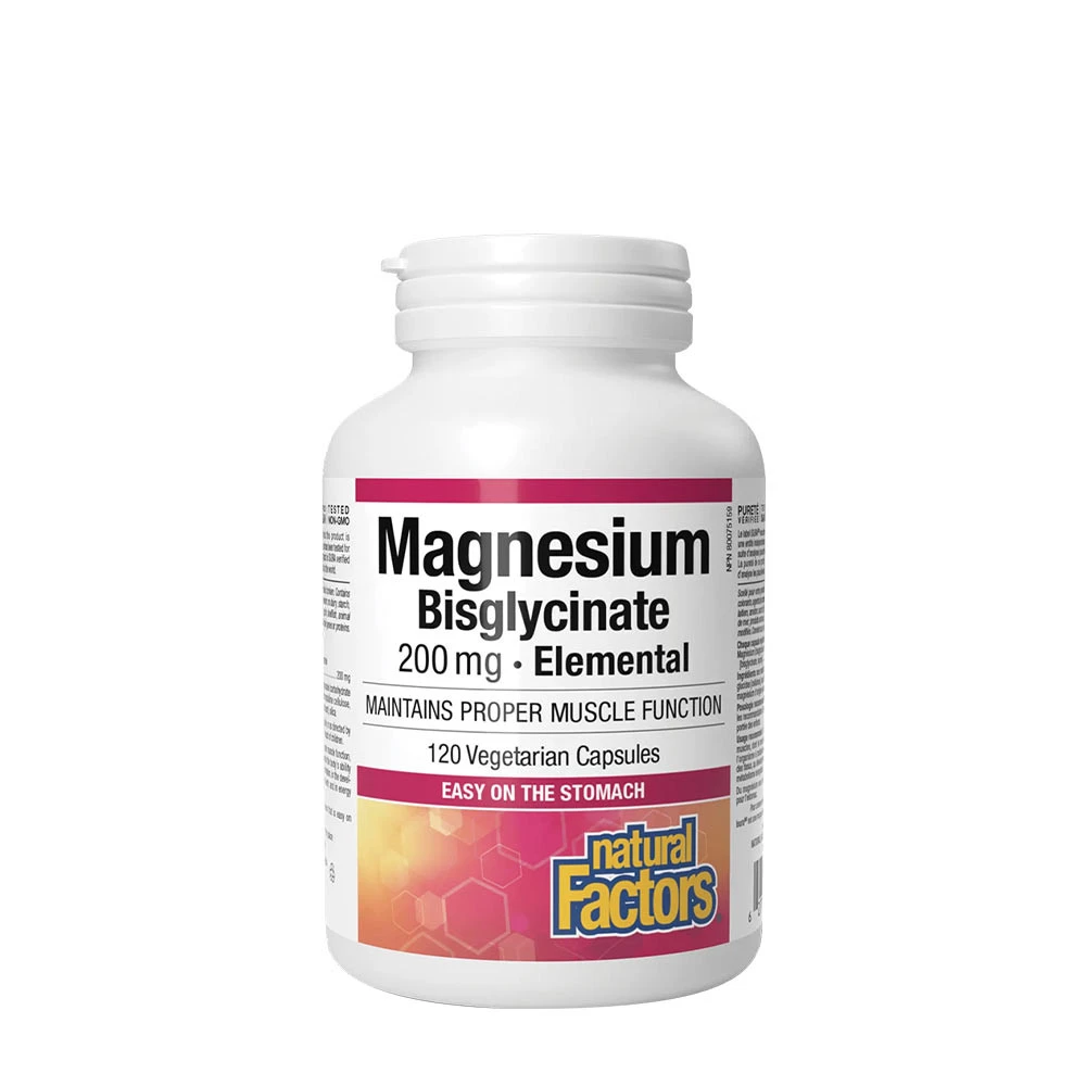 Natural Factors - Magnesium Bisglycinat Pure, 200 mg, 120 kapslar | Nya produkterMagnesium | Apoteka