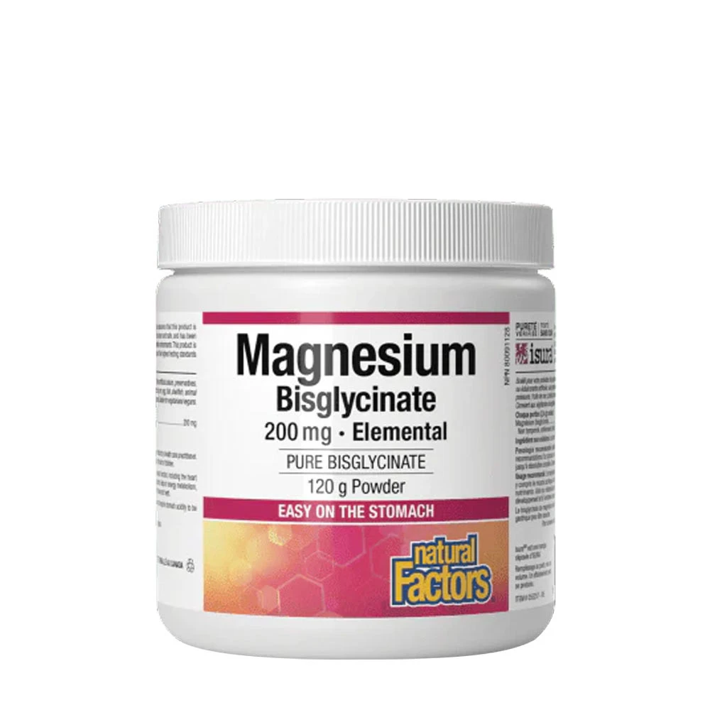 Natural Factors - Magnesium Bisglycinat Pure, 200 mg (145 g) | Nya produkterMagnesium | Apoteka