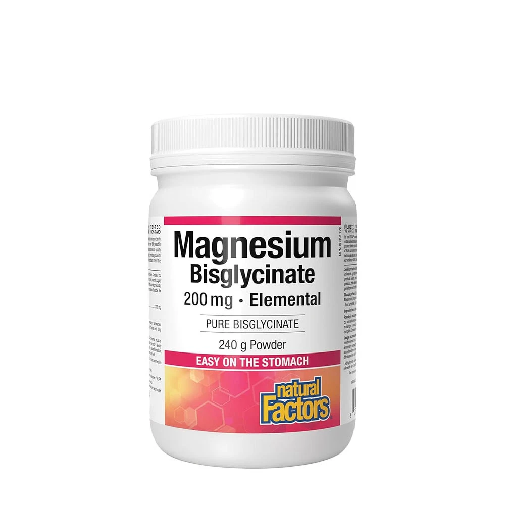 Natural Factors - Magnesium Bisglycinat Pure, 200 mg (290 g) | Nya produkterMagnesium | Apoteka