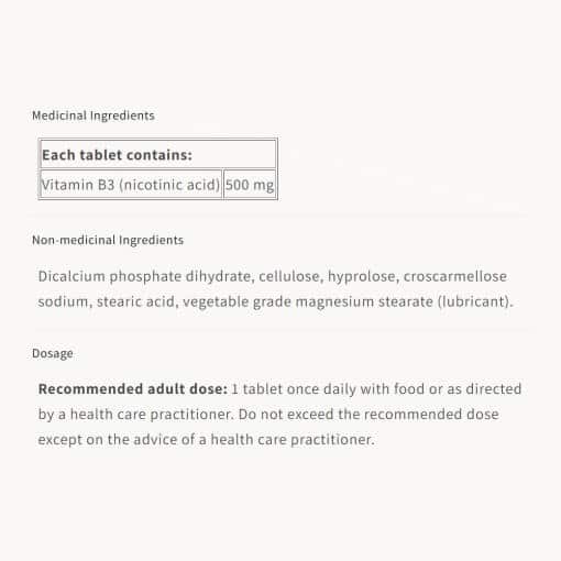 Natural Factors - Niacin 500 mg, 90 tabletter - Bild 2