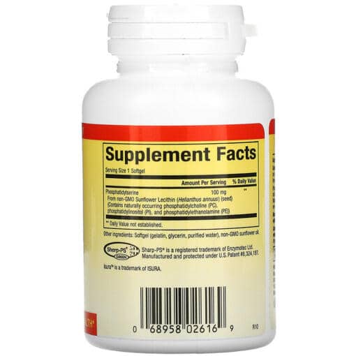 Natural Factors - PS Fosfatidylserin, 100 mg, 60 mjuka kapslar - Bild 3