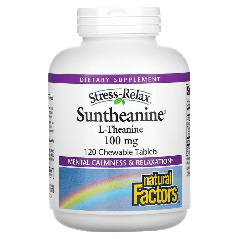 Natural Factors - Stress-Relax Suntheanine L-Theanine, 100 mg, 60 tuggtabletter | Hälsa och välbefinnandeHälsokostSömnstödFörbättra humöret | Apoteka