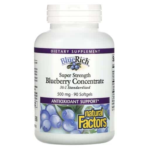 Natural Factors - Superstyrka Blåbärskoncentrat, 500 mg, 90 mjukkapslar - Bild 2