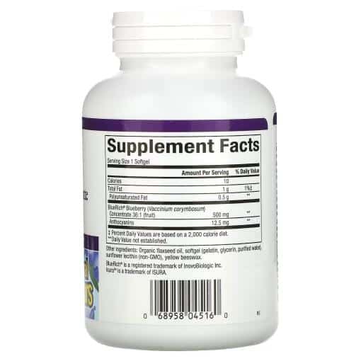 Natural Factors - Superstyrka Blåbärskoncentrat, 500 mg, 90 mjukkapslar - Bild 3