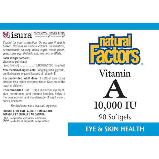 Natural Factors - Vitamin A 10 000 IU, 180 mjukkapslar - Bild 4