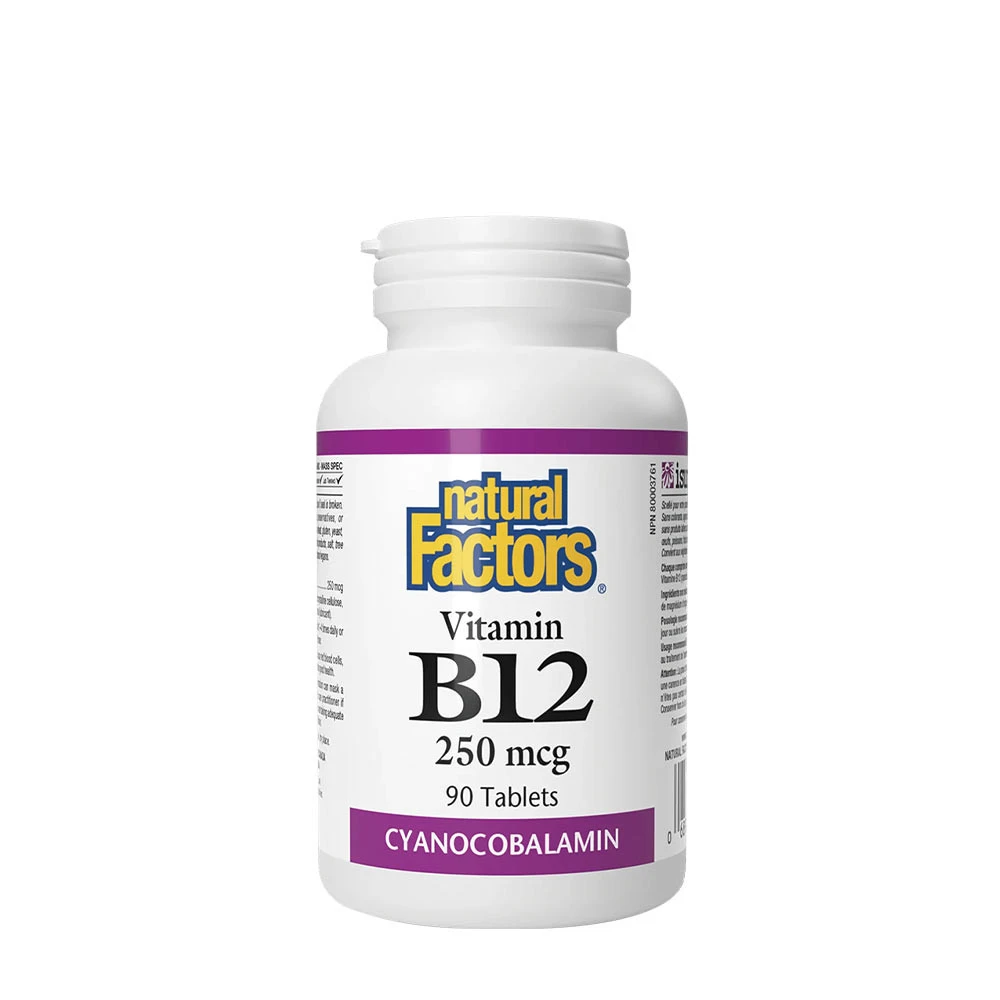 Natural Factors - Vitamin B12, 250 mcg, 90 tabletter | Nya produkterVitaminer och MineralerVissa vitaminerB12 | Apoteka
